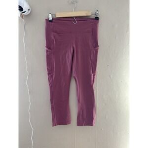 Lululemon Womens Speed Up Crop 21" Size 6 Pink Moss Leggings Running Pockets